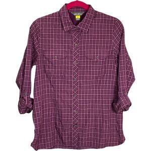 Eddie Bauer Shirt Button Down Plaid Check Long Sleeve Purple Size Small